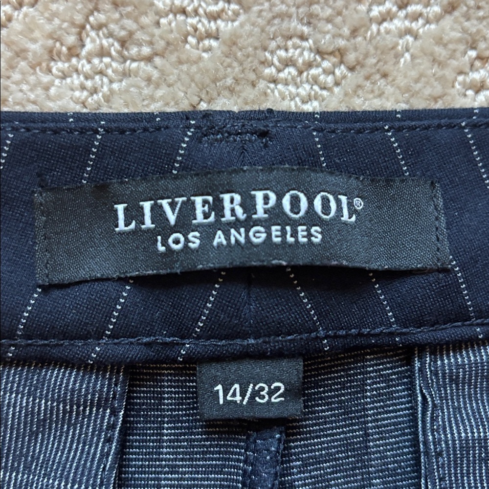 Liverpool Navy Pinstripe Cropped Pants NWOT - Picture 10 of 12
